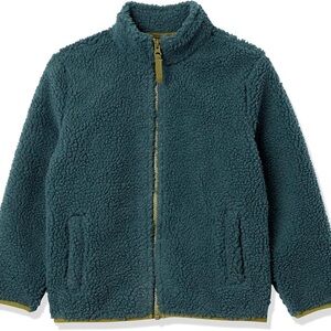 Amazon Essentials Boys Green Sherpa Fleece Lined Zip-Up Jacket Size 4T NWOT